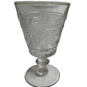 Duncan & Miller Set 6 Water Goblets, Wine Glasses, Sandwich Clear Depression